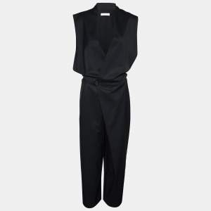 Chloe Black Wool Wrap Style Sleeveless Jumpsuit L