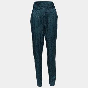 Chloe Green Butterfly Printed Silk Jacquard Pants M