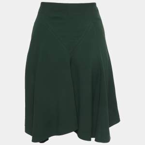 Chloe Dark Green Crepe Flared Knee Length Skirt S
