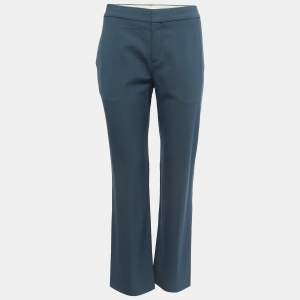 Chloe Tinted Grey Wool Straight Leg Trousers M