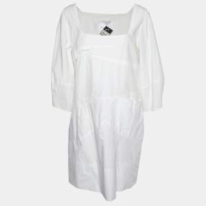 Chloe White Cotton Paneled Mini Dress L