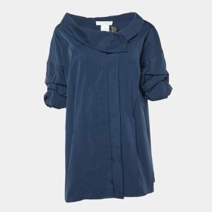 Chloe Navy Blue Cotton Button Front Shirt Tunic L