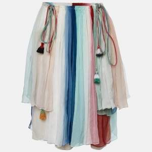 Chloé  Multicolor Striped Silk Crepe Off-The-Shoulder Blouse L