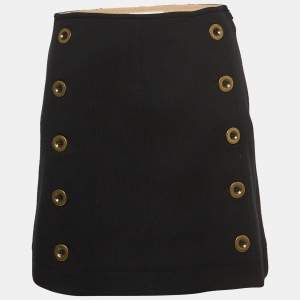 Chloe Black Wool Knit Button Detail Mini Skirt S