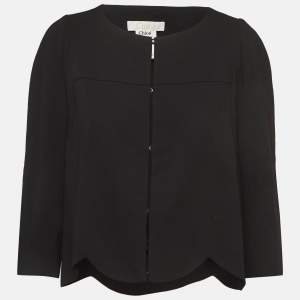 Chloe Black Crepe Flared Sleeve Blouse L