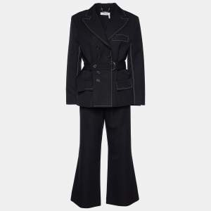 Chloe Black Wool Blend Belted Pant Suit L