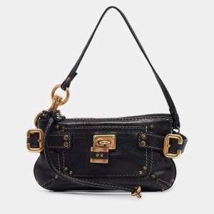 Chloe Black Leather Paddington Pochette Bag