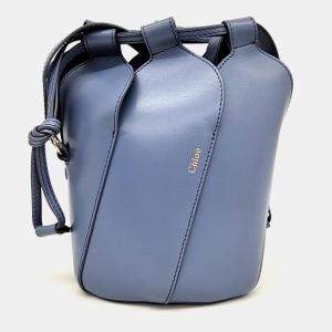 Chloe Blue Leather Mini Tulip Bucket Bag 