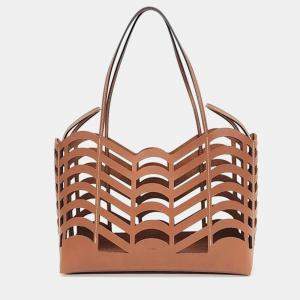 Chloe Beige/Brown Leather and Canvas Kayan Cabas Tote Bag