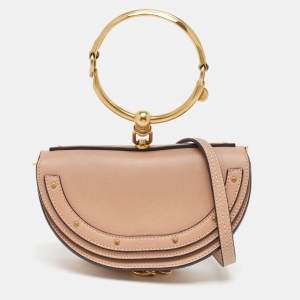 Chloe Beige Leather Nile Minaudiere Crossbody Bag