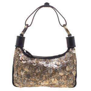 Pre Owned Chloe Black and Metallic Sequin Embellished Shoulder Bag