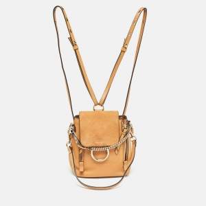 Chloe Tan Leather and Suede Mini Faye Daye Backpack