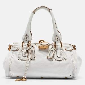 Chloe White Leather Medium Paddington Satchel