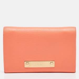 Chloe Orange Leather Fold Over Flap Wallet