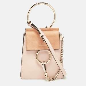 Chloe Peach Leather and Suede Mini Faye Crossbody Bag