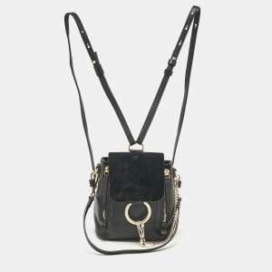 Chloe Black Leather and Suede Mini Faye Daye Backpack