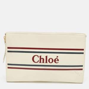 Chloe Off White Leather Vick Zip Pouch
