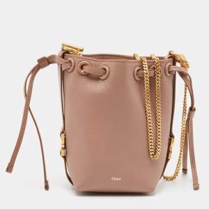 Chloe Old Pink Leather Micro Marcie Bucket Bag