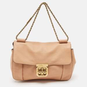 Chloe Peach Leather Medium Elsie Shoulder Bag