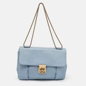 Chloe Light Blue Leather Large Elsie Shoulder Bag