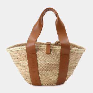 Chloe Raffia Leather Caramel Sense Medium Basket Hand Bag