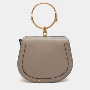 Chloé Grey Leather and Suede Small Nile Bracelet Shoulder Bag