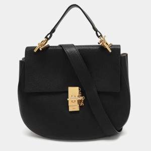 Chloe Black Leather Large Drew Top Handle Bag