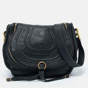 Chloe Black Leather Medium Marcie Crossbody Bag