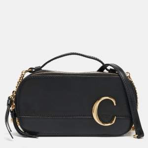 Pre Owned Chloe Black Leather C Vanity Shoulder Bag