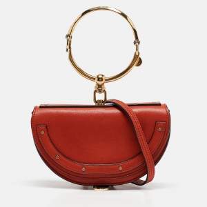 Chloe Ginger Orange Leather Small Nile Bracelet Minaudiere Bag