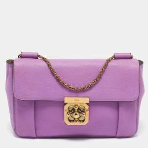 Chloe Purple Leather Medium Elsie Chain Shoulder Bag