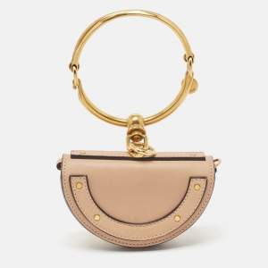 Chloe Beige Leather Mini Nile Minaudière Clutch Bag