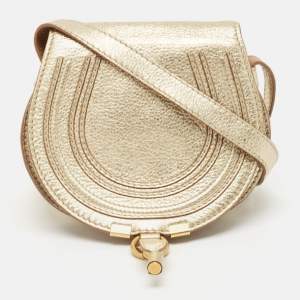 Chloe Gold Leather Small Marcie Saddle Bag