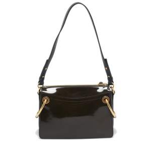 Chloe Olive Green Patent and Leather Roy Shoulder Bag