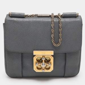 Chloe Grey Leather Small Elsie Shoulder Bag
