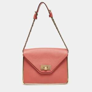 Chloe English Rose Pebbled Leather Medium Sally Flap Shoulder Bag