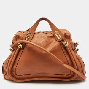 Chloé Brown Leather Large Paraty Shoulder Bag