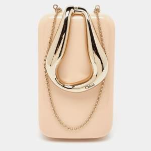 Chloe Beige Acrylic Perspex Kiss Clutch Bag