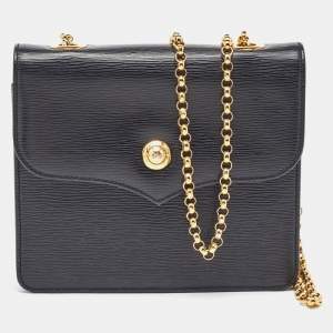 Chloe Black Leather Flap Chain Link Crossbody Bag