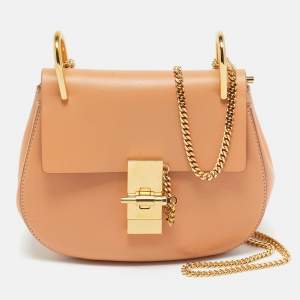 Chloe Peach Leather Small Drew Shoulder Bag
