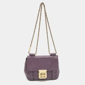 Chloe Purple Leather Small Elsie Chain Shoulder Bag