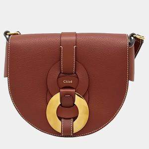 Chloe Brown Leather Dali Saddle Crossbody Bag