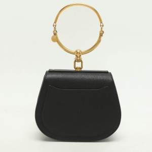 Chloé Black Leather and Suede Small Nile Bracelet Crossbody Bag