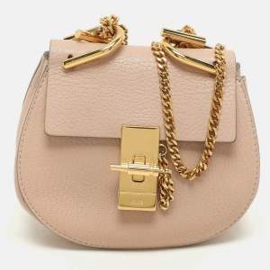 Chloe Peach Leather Nano Drew Shoulder Bag