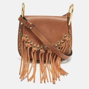 Chloe Brown Leather Small Hudson Fringe Shoulder Bag