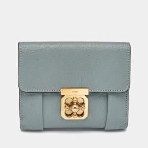 Chloe Light Blue Leather Elsie Compact Wallet