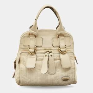Chloe Off Whited Leather Bay Satchel