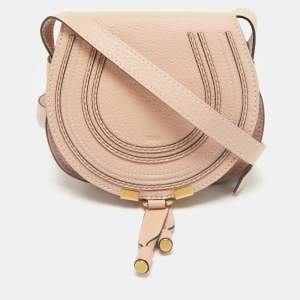 Chloé Peach Leather Mini Marcie Crossbody Bag
