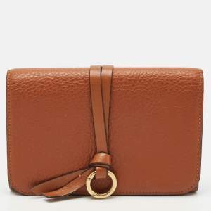 Chloe Brown Leather Alphabet Compact Wallet