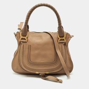 Chloe Two Tone Brown Leather Medium Marcie Shoulder Bag